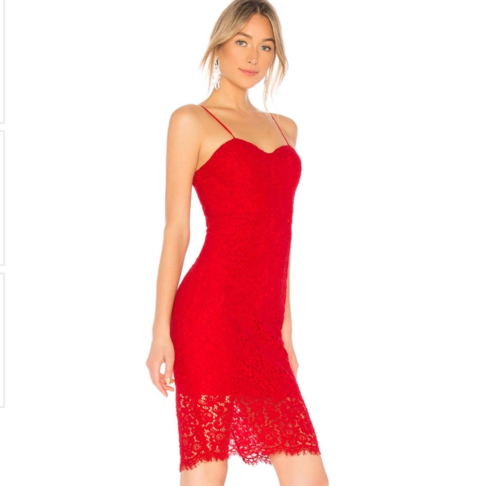 Bardot red Pierre Lace Dress